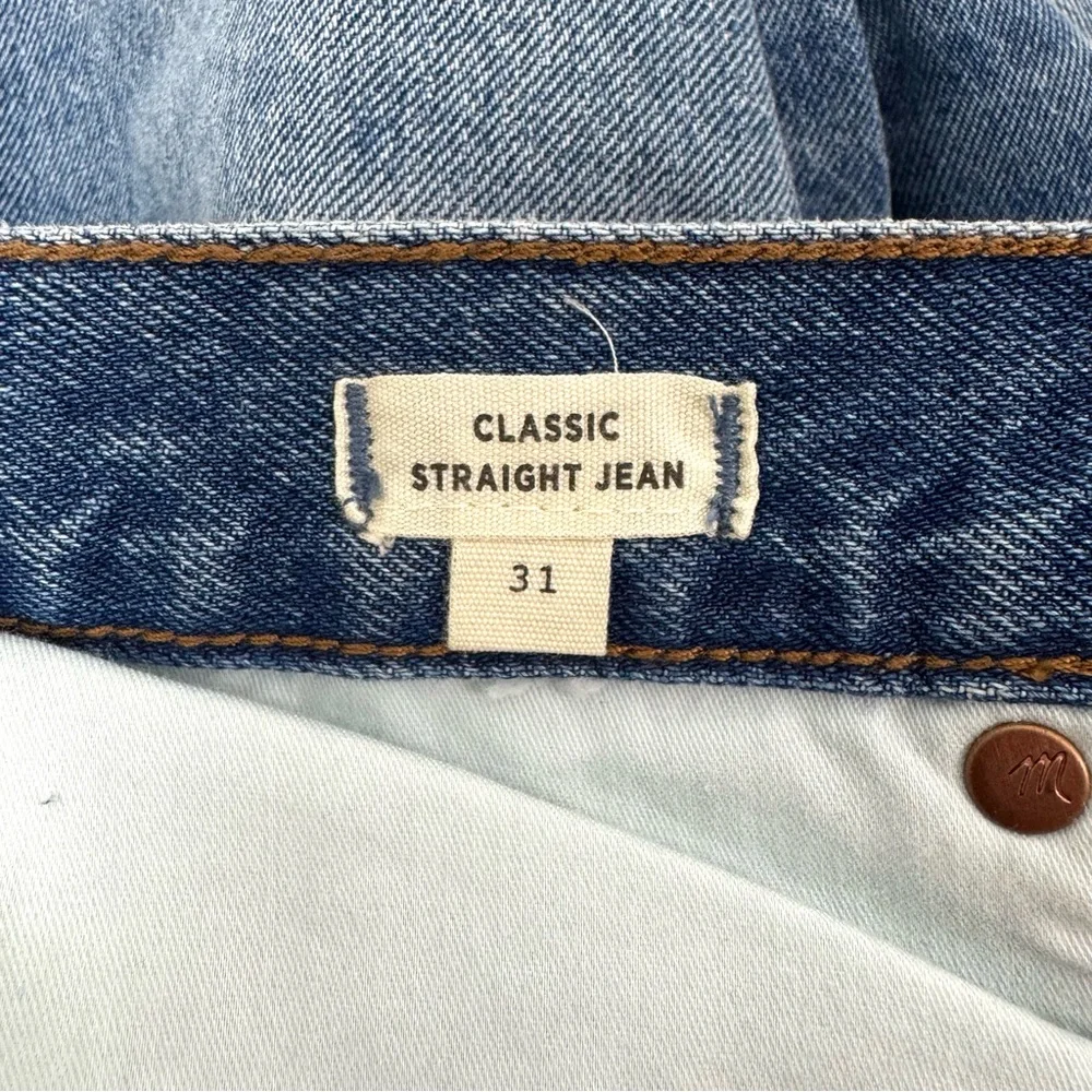 NWT Madewell Classic Straight Jeans Destructed Edition Tyler Wash Size 31 - Picture 12 of 13
